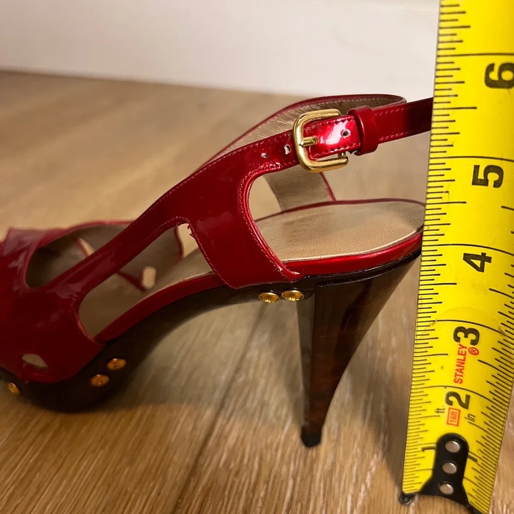 Stuart Weitzman Blenny Platform Heels Womens Size 7.5 Red Slingback Stud‎ Shoes - Picture 11 of 11